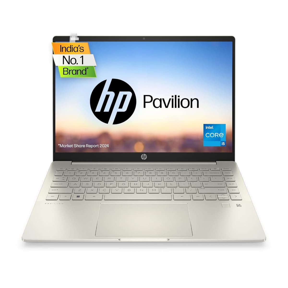 HP Pavilion Plus, 12th Gen Intel Core i5 16GB RAM/512GB SSD 14 inch(35.6 cm) Creator Laptop with Eye Safe Display/Intel Iris Xe Graphics/Backlit KB/B&O/FPR/Win 11/Alexa/MSO,14-eh0025TU Warm Gold