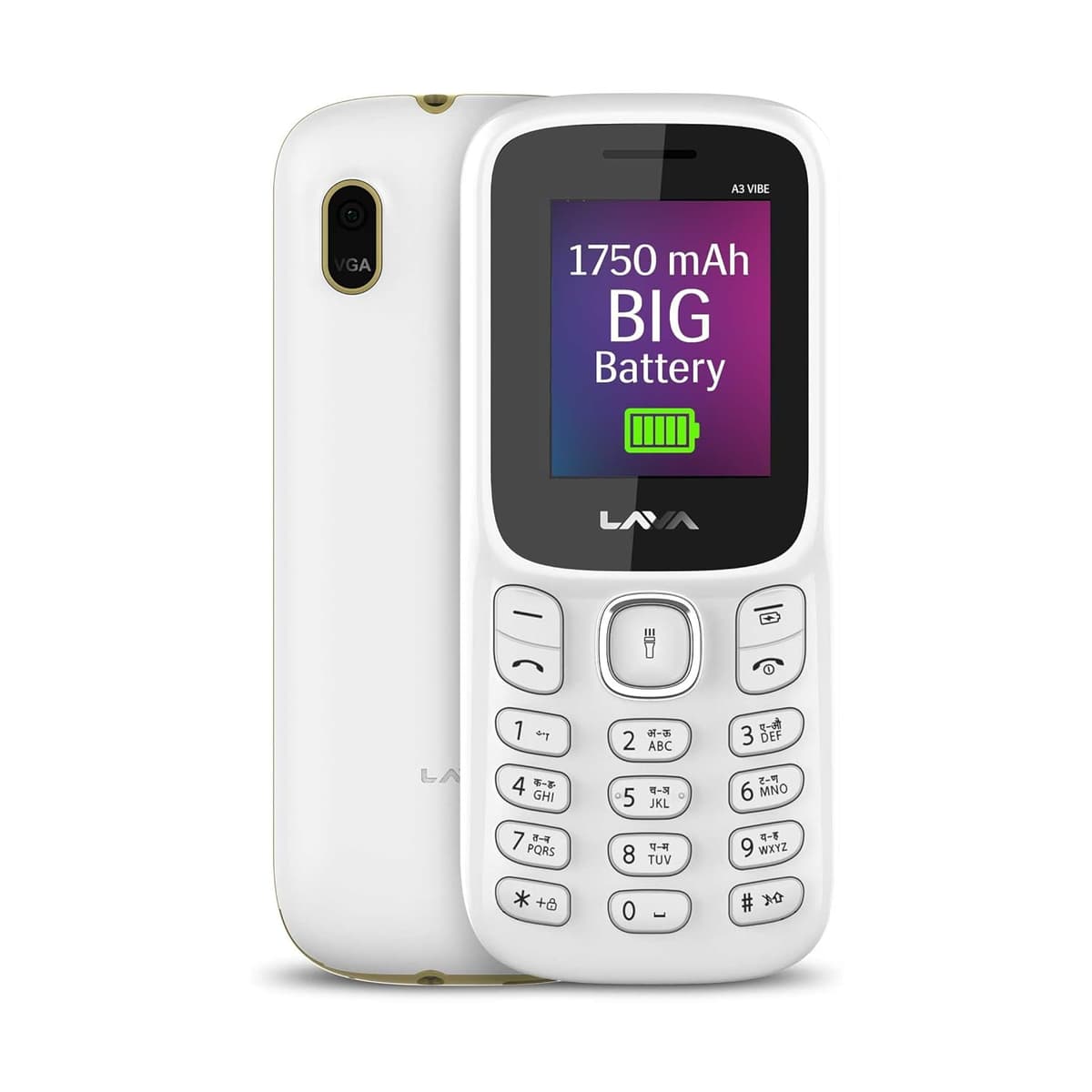 Lava A3 Vibe Dual SIM Keypad Mobile Phone 1750mAh Battery