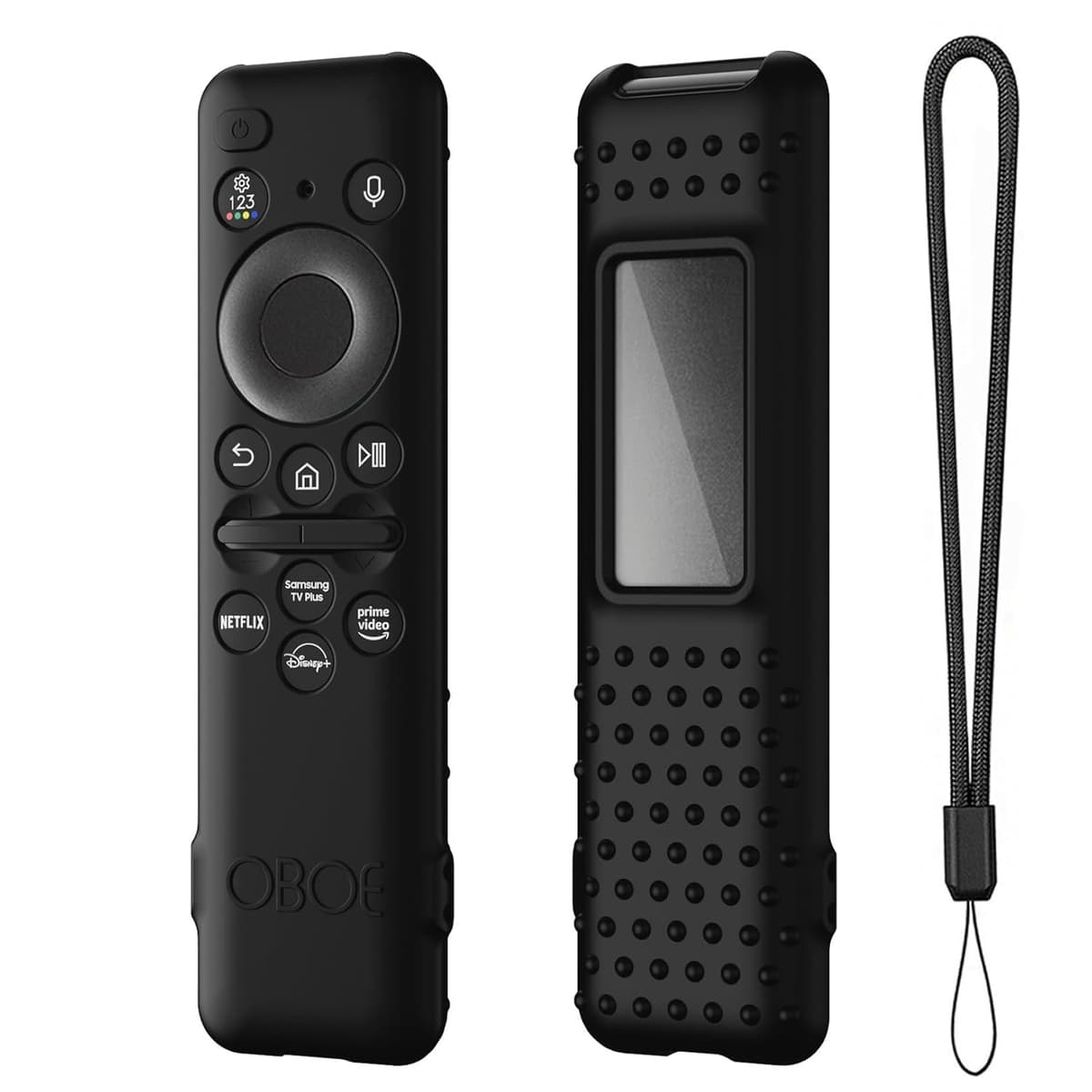 OBOE Samsung TM-2360 E Silicone TV Remote Cover Black With Lanyard