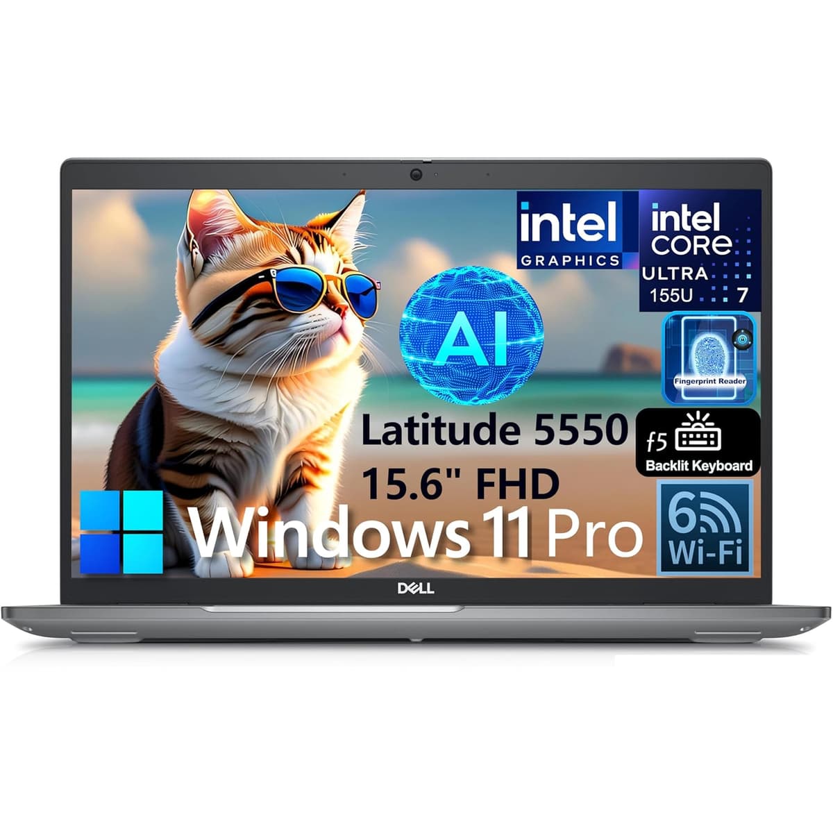Dell Latitude 5550 15 Business AI Laptop, 15.6" FHD Computer, Intel Ultra 7 155U (Beat i7-1355U), 32GB DDR5 RAM, 1TB PCIe SSD, WiFi 6, Backlit Keyboard, Fingerprint Reader, Windows 11 Pro