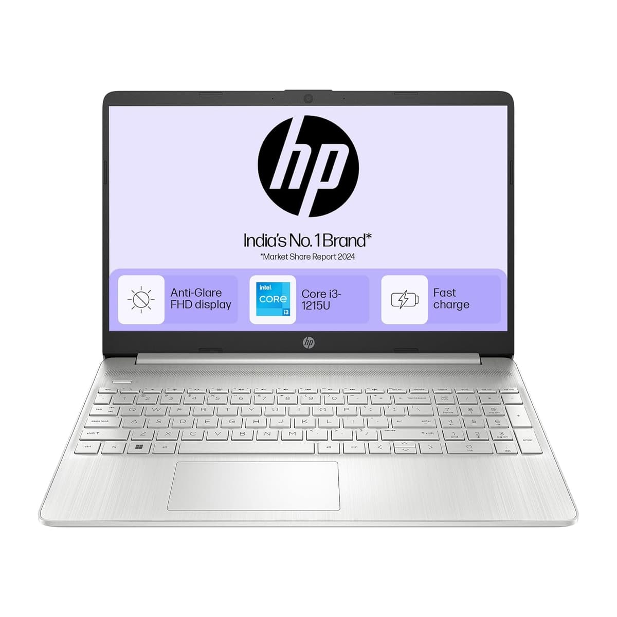 HP Laptop 15s, 12th Gen Intel Core i3-1215U, 8GB DDR4, 512GB SSD (Win 11, Office 21, Silver, 1.69kg) 15.6-inch (39.6cm), Intel UHD Graphics, HD Camera, Dual Speakers, fq5326TU/fy5011tu