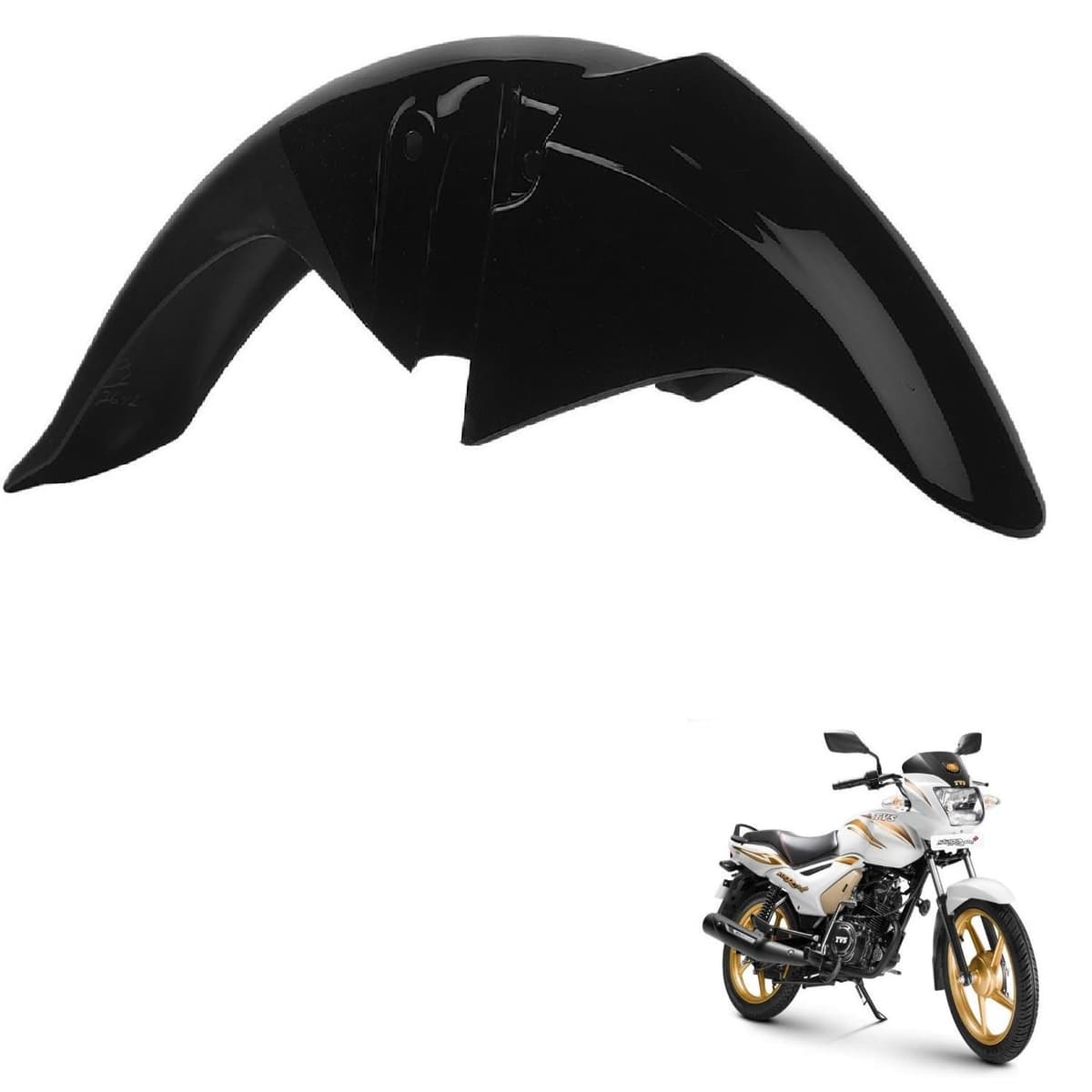 Bike Front Mudguard/Mud Guard Black Compatible with Tvs Star City Plus