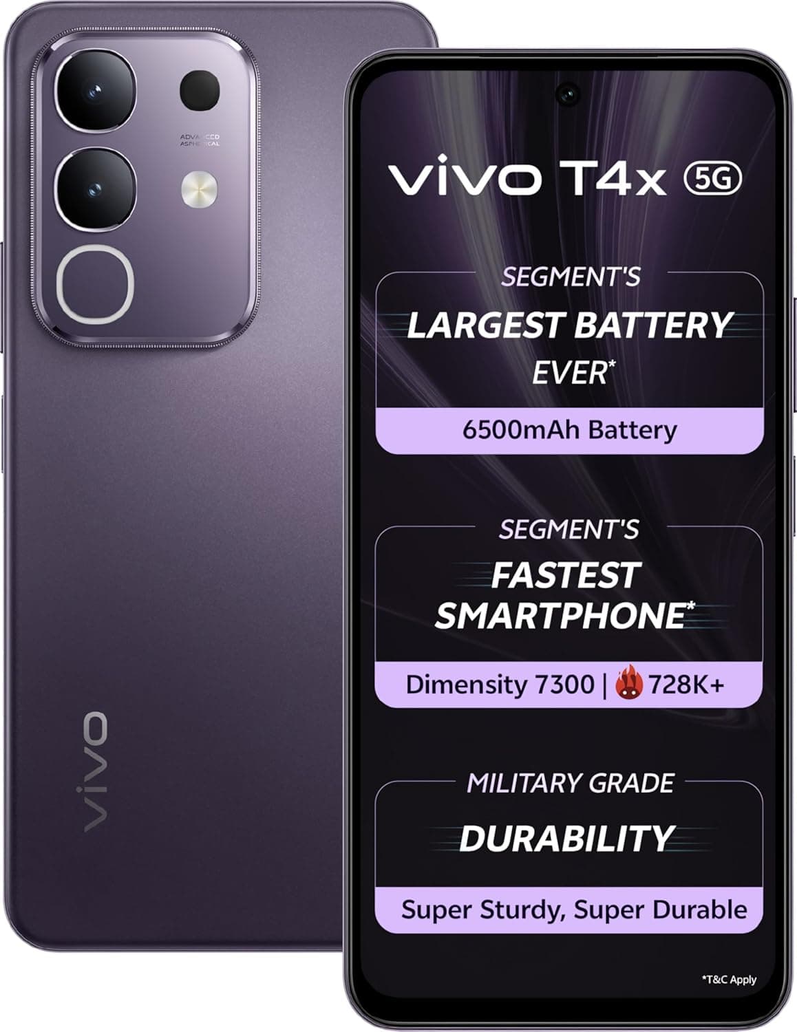 Vivo T4x 8GB 128GB Pronto Purple 5G Smartphone
