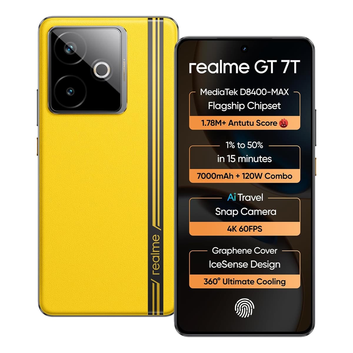 Realme GT 7T Racing Yellow 12GB 256GB MediaTek D8400 Max