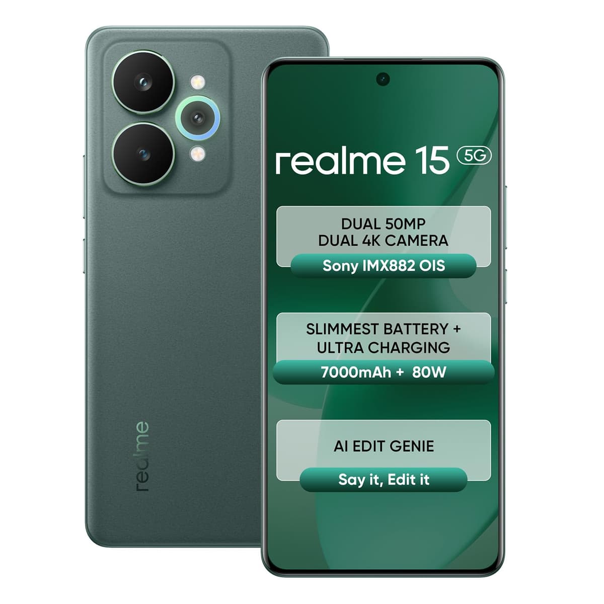 realme 15 5G 128GB Velvet Green Smartphone