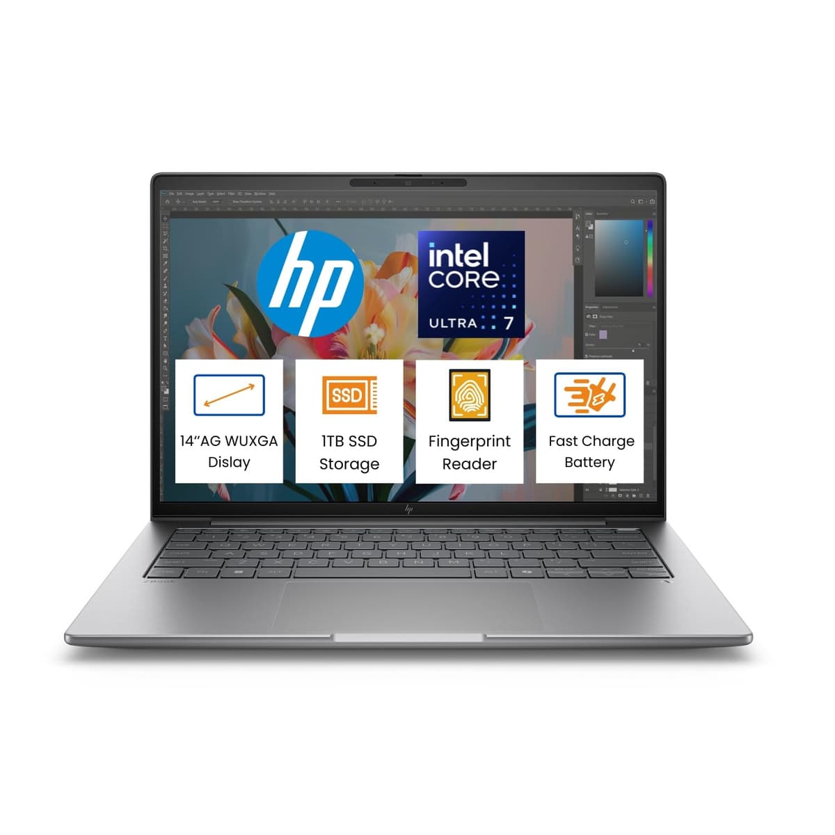 HP Ultra 7 255H / 32 GB DDR5 RAM/ 1 TB SSD/Windows 11 Pro/5 MP IR AI Camera/ 14.0 inch AG WUXGA/Intel® Wi-Fi 7 BE201 (2x2) and Bluetooth 5.4 /Fingerprint Reader
