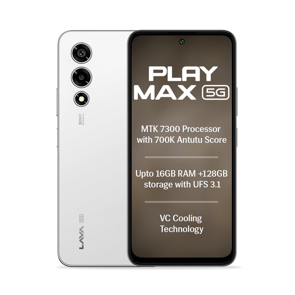 Lava Play Max 5G 128GB Himalayan White