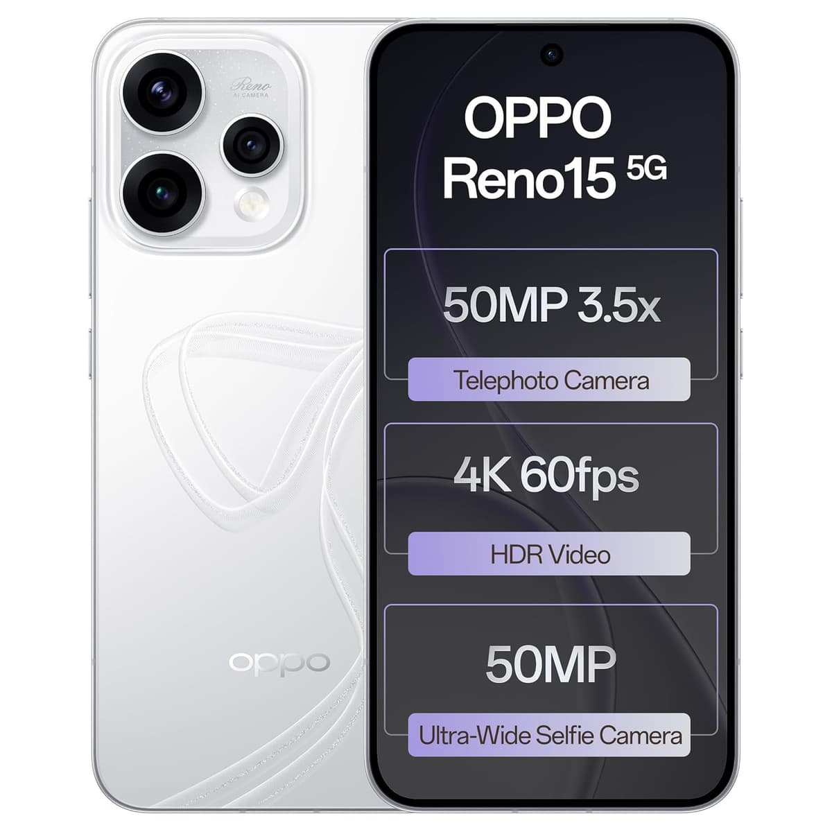OPPO Reno15 5G 12GB RAM 512GB Glacier White