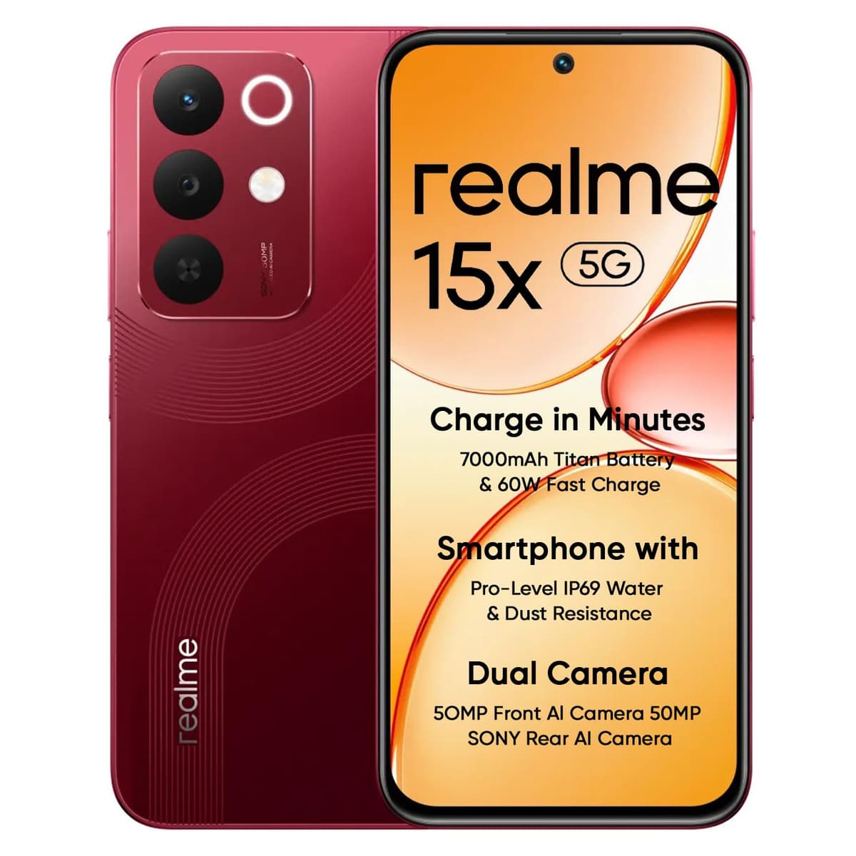 Realme 15X 5G 128GB Maroon Red Smartphone