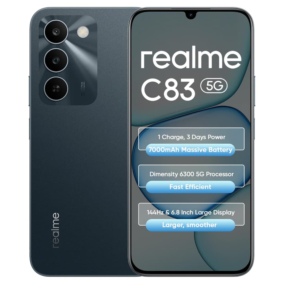 realme C83 5G Smartphone 7000mAh Mega Battery, 6.8-Inch & 144Hz Immersive Ultra Smooth Display, Dimensity 6300 Processor, IP64, Military Grade Durability, 4 + 128GB, Sprouting Green, Android 16
