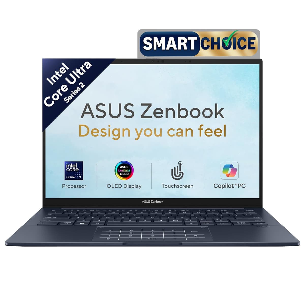 ASUS Zenbook 14 (2026),Smartchoice,Intel Core Ultra 7 255H,32GB RAM,1TB SSD,OLED,Touchscreen,14"(35.5 cm),Win 11,M365 Basic(1Y)* Office 24,Ponder Blue,1.28 Kg,UX3405CA-QL1015WS,Thin & Light Laptop