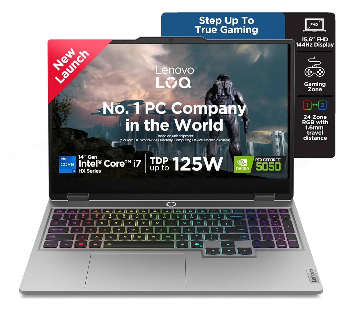 Lenovo LOQ 2025 Intel Core i7-14700HX| NVIDIA RTX 5050 8GB (16GB RAM/1TB SSD/144Hz Refresh Rate/440 AI TOPS/15.6" (39.6cm)/Windows 11/Office 2024/3 Mon.Game Pass/Grey/2.4Kg), 83JE00P6IN