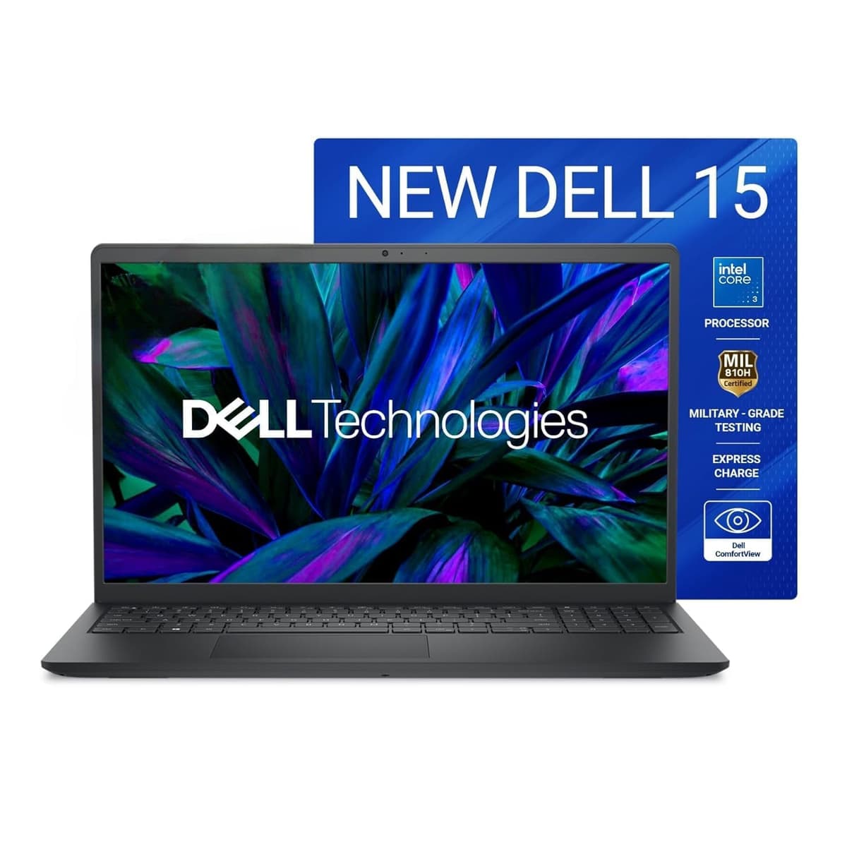 Dell 15 Laptop, 14th Gen Intel Core i3/Core 3 100U Processor, 16GB DDR4, 512 SSD, Intel UHD Graphics, 15.6" FHD 120Hz IPS AG 250 nit Display, Win 11 + Office H&S 2024, Carbon Black, 1.63Kg