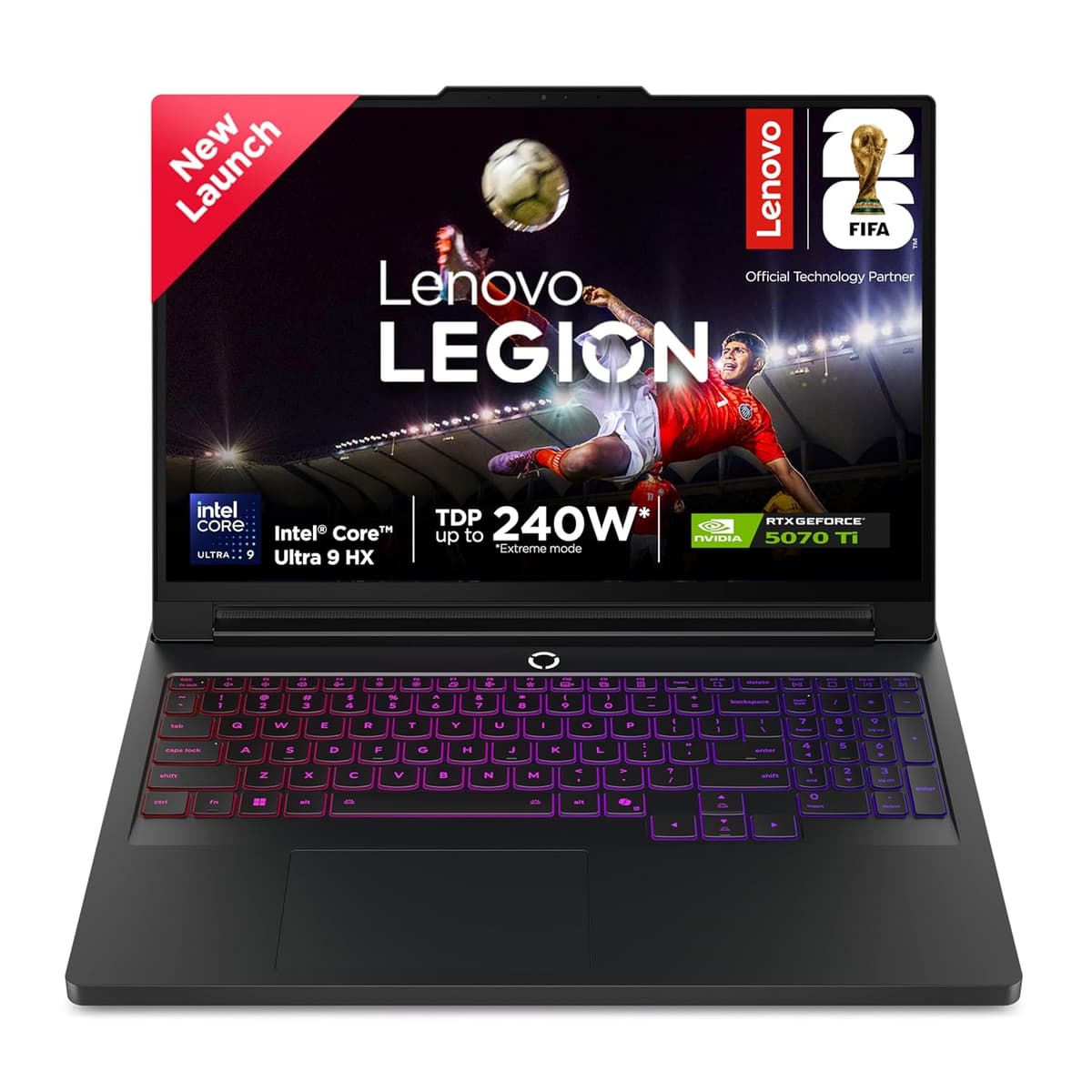 Lenovo Legion Pro 7 FIFA World Cup 26 Edition Intel Core Ultra 9 275HX | NVIDIA RTX 5070Ti 12GB (32GB RAM/1TB SSD/WQXGA OLED/240Hz/16(40.6cm)/Windows 11/Black/2.4Kg), 83F500HPIN AI Gaming Laptop