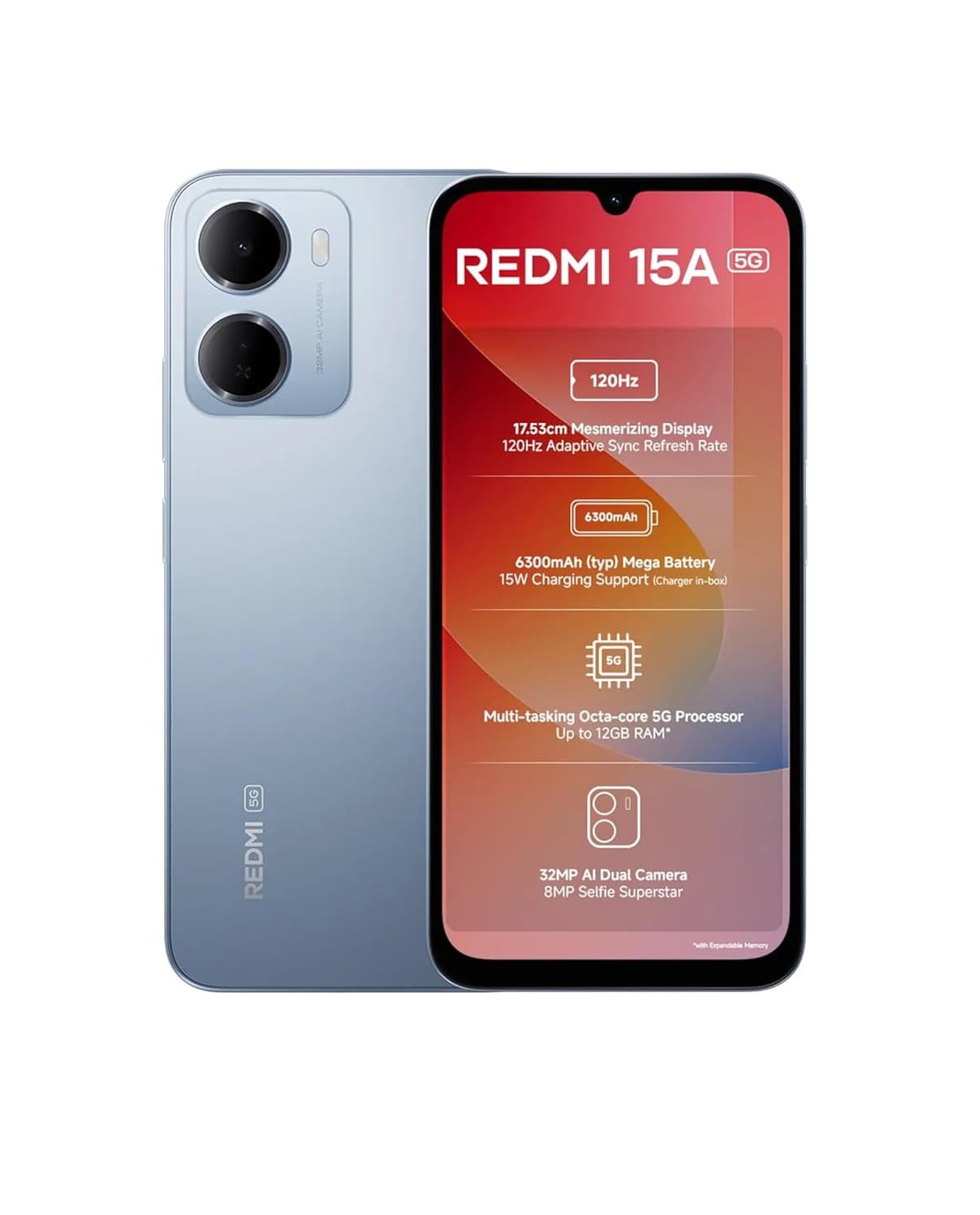 Redmi 15A 5G 128GB 4GB RAM Awesome Blue