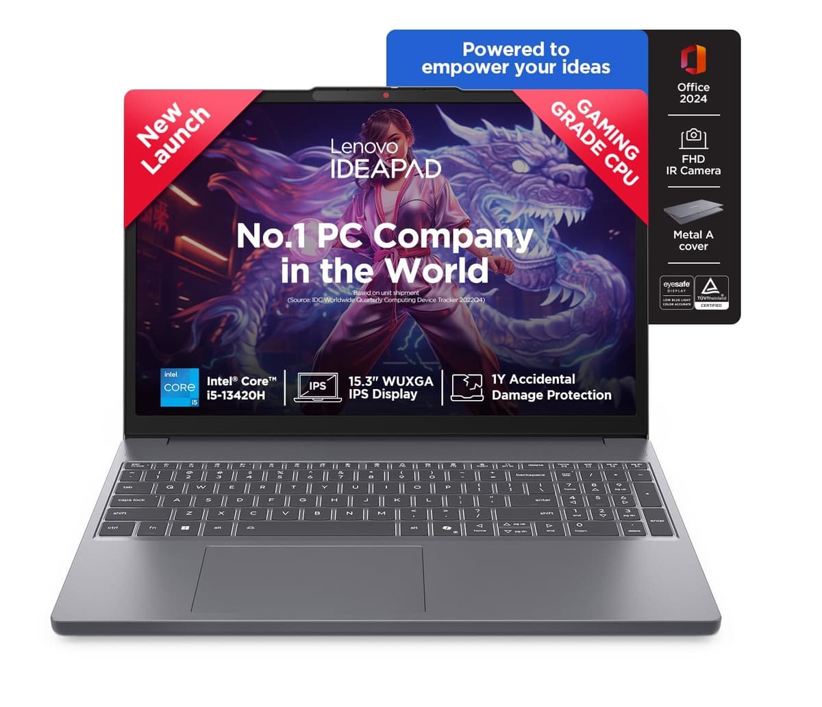 Lenovo IdeaPad Slim 3 13th Gen Intel Core i5-13420H 15.3 inch (38.8cm) WUXGA IPS Laptop (16GB RAM/1TB SSD/Windows 11/MSO 365 Basic+Office 2024/Top Metal Cover/Backlit KB/Grey/1.6Kg), 83K100S0IN