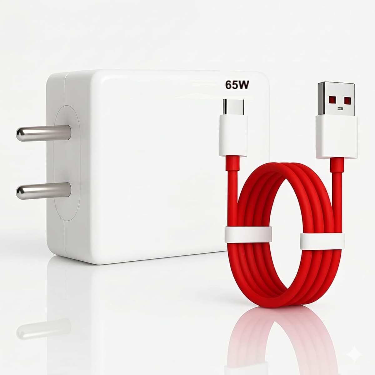 StuffHoods 65W Fast Charger Adapter USB-A to Type-C Cable Combo Super Vooc
