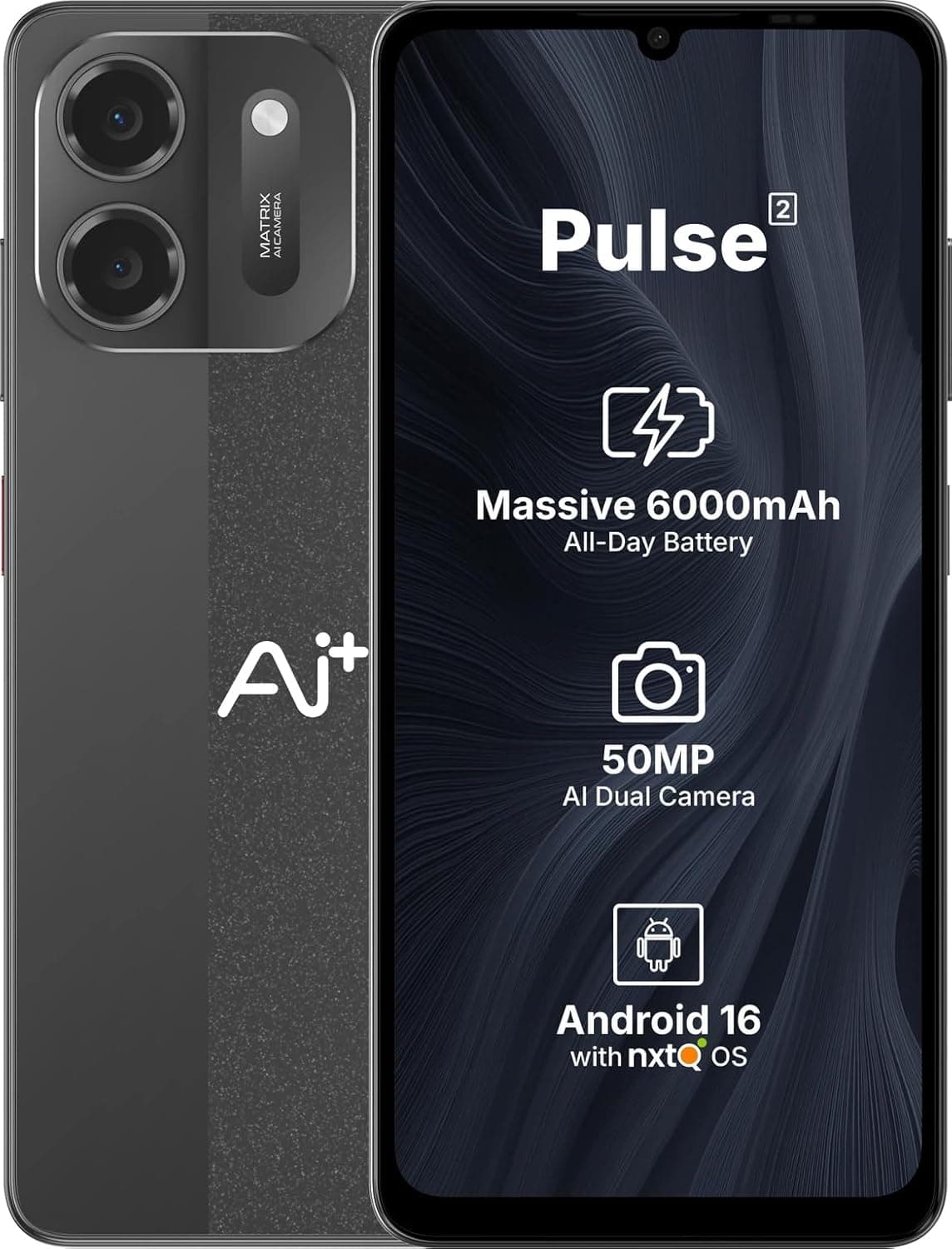 AI+ Pulse 2, 6.745 inch HD+ Display, 4GB RAM, 64GB Storage, Android 16, Unisoc T7250 Octa Core, 50MP Camera, 6000mAh Battery (Pink)