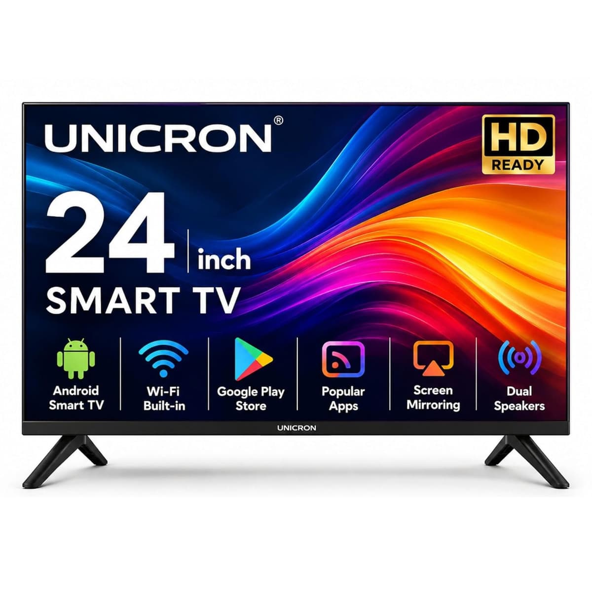 24”INCH HD Ready Android Smart LED TV | WiFi Enabled | Built-in Apps Compatible (YouTube, Netflix, Prime Video) | Screen Mirroring | HDMI, USB Connectivity | Premium Slim & Stylish Design Black