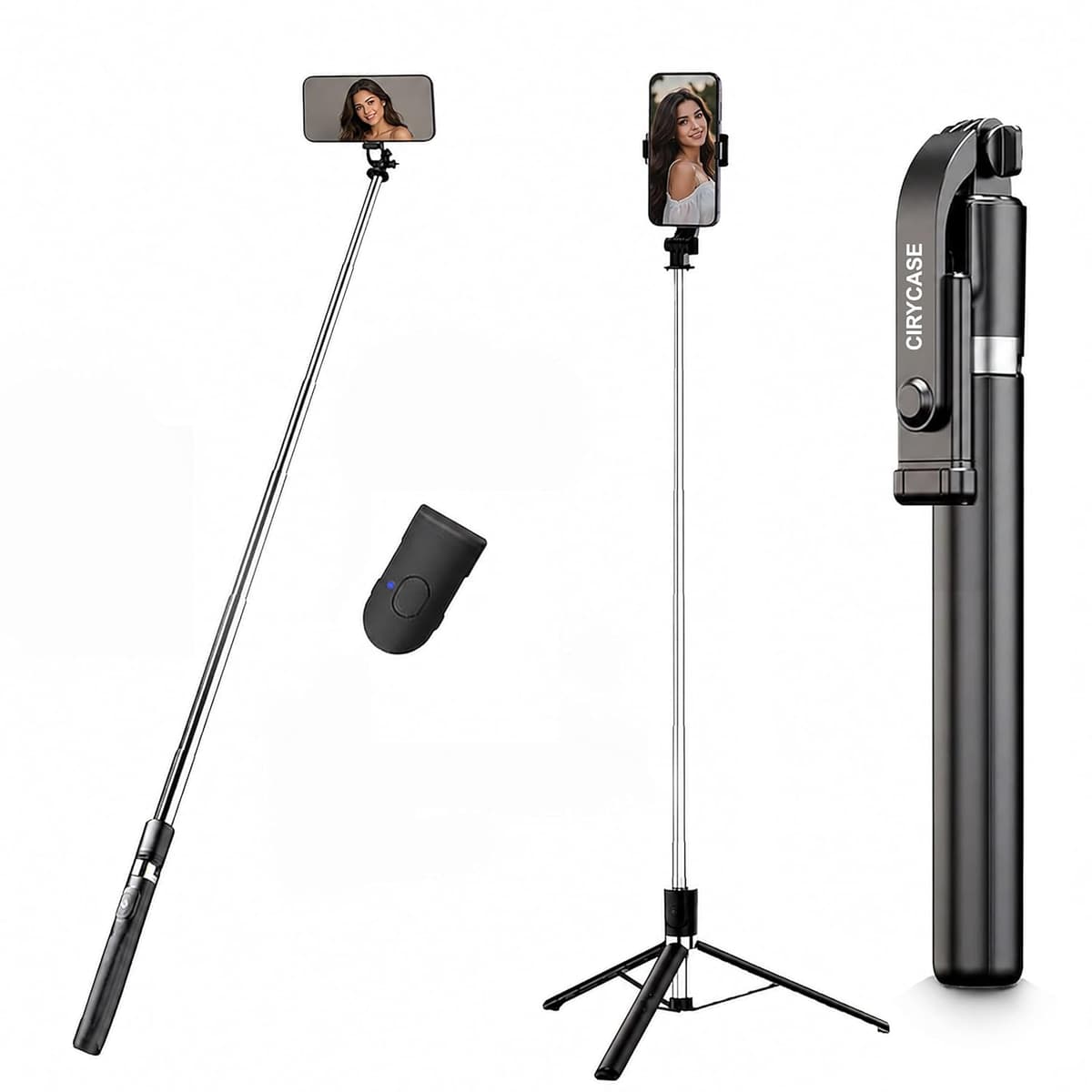 CIRYCASE Selfie Stick Tripod 170Cm Bluetooth Remote