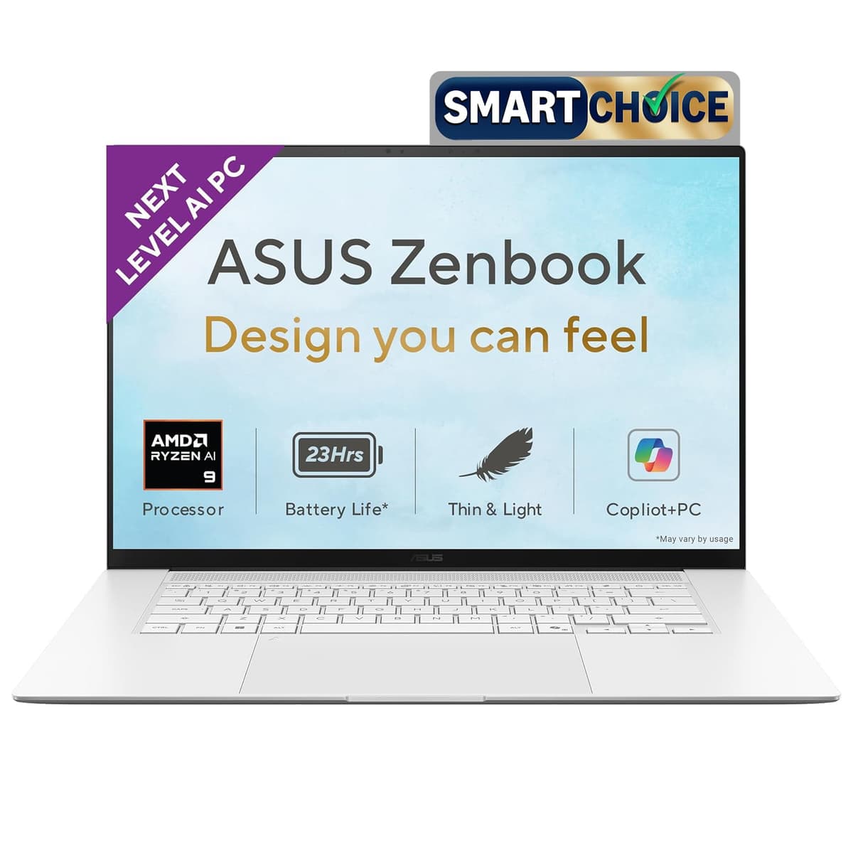 ASUS Zenbook S 16 (2026),AMD Ryzen AI 9 465,AMD Radeon iGPU, 32GB RAM, 1TB SSD,OLED, 16", (40 cm), Windows 11, M365 Basic(1 Year)* Office 2024, Scandinavian White,1.50 kg,UM5606GA-SR249WS,Co-pilot+ PC