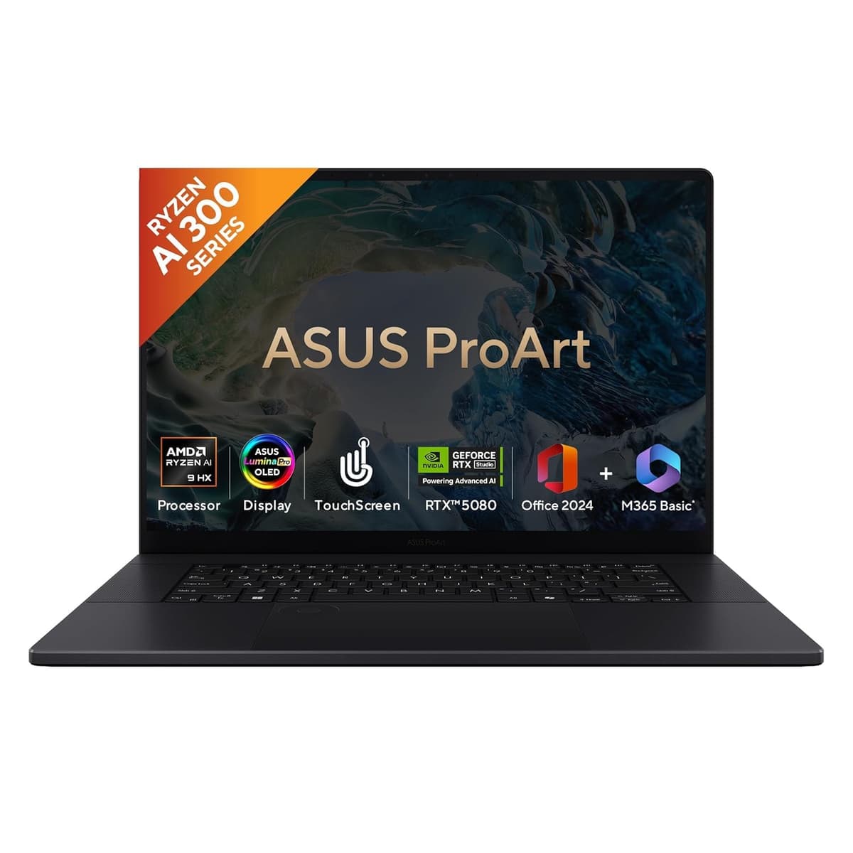 ASUS ProArt P16 OLED (2025), AMD Ryzen AI 9 HX 370, RTX 5080-16GB,64GB RAM, 2TB SSD, 16"/40.64cm Touchscreen, 4K, 120Hz,Windows 11,M365 Basic (1Year)*/Office 2024, Nano Black, 1.95Kg,H7606WW-SE023WS